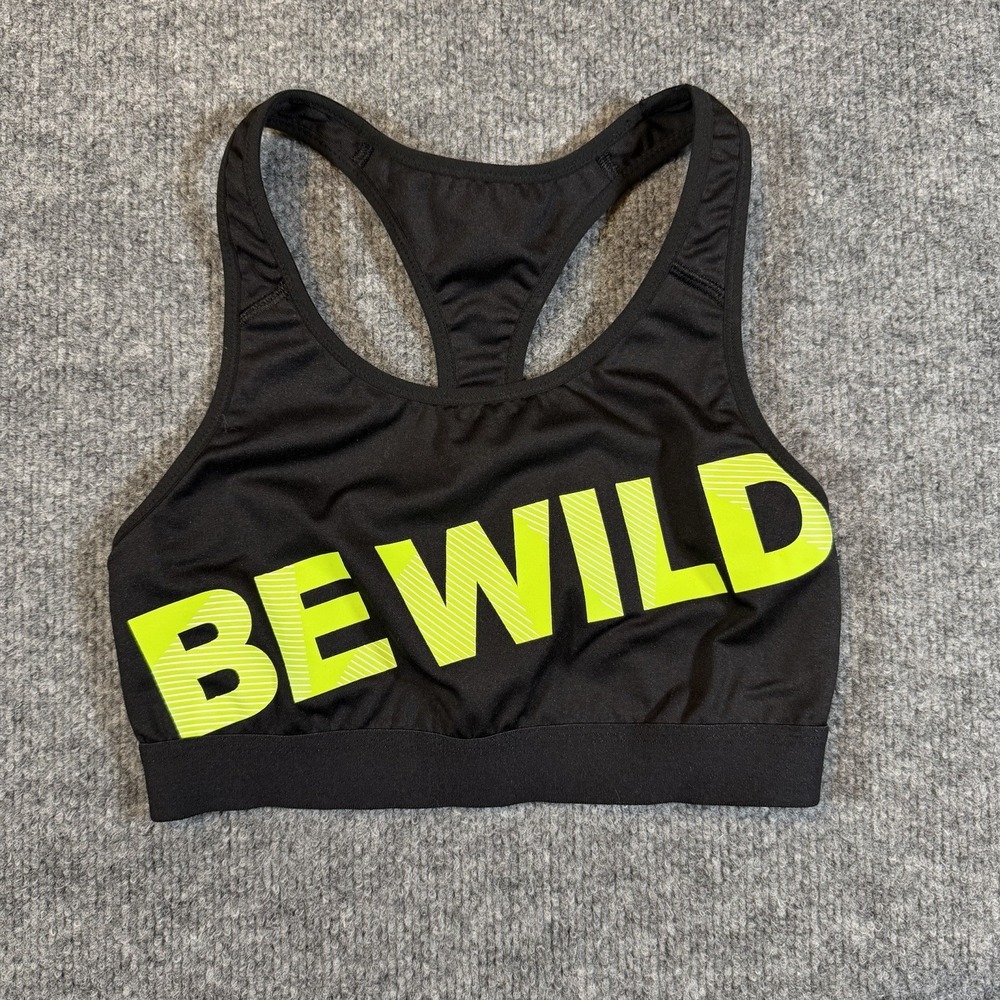 Old Navy Active "Be Wild" Sports Bra‎ S Black Medium Support Racerback